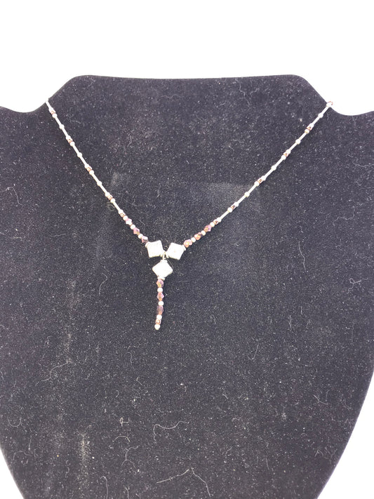 14" Y Design Bronze and Silver Necklace