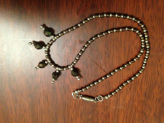 14 1/2" Bronze and Silver Beaded Necklace