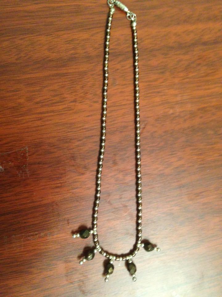 14 1/2" Bronze and Silver Beaded Necklace