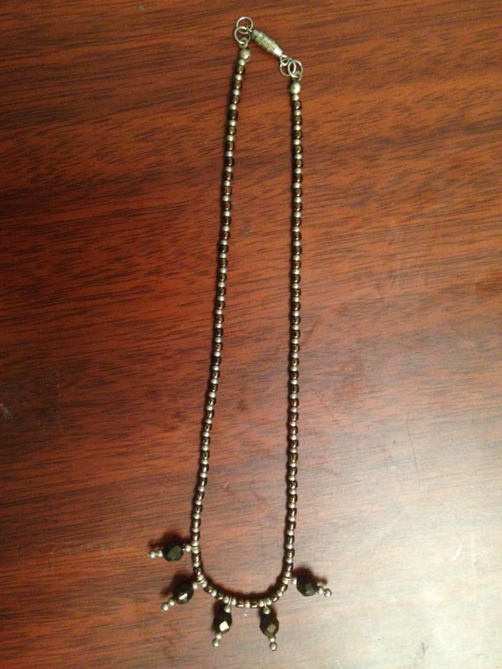 14 1/2" Bronze and Silver Beaded Necklace