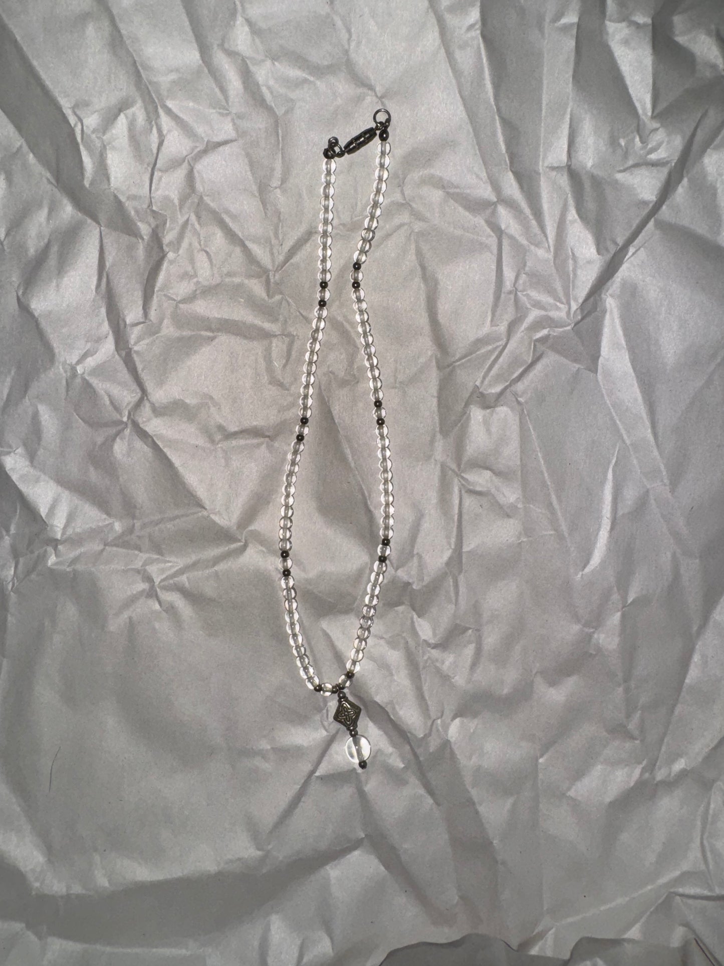 15" Clear and Silver Beaded Necklace