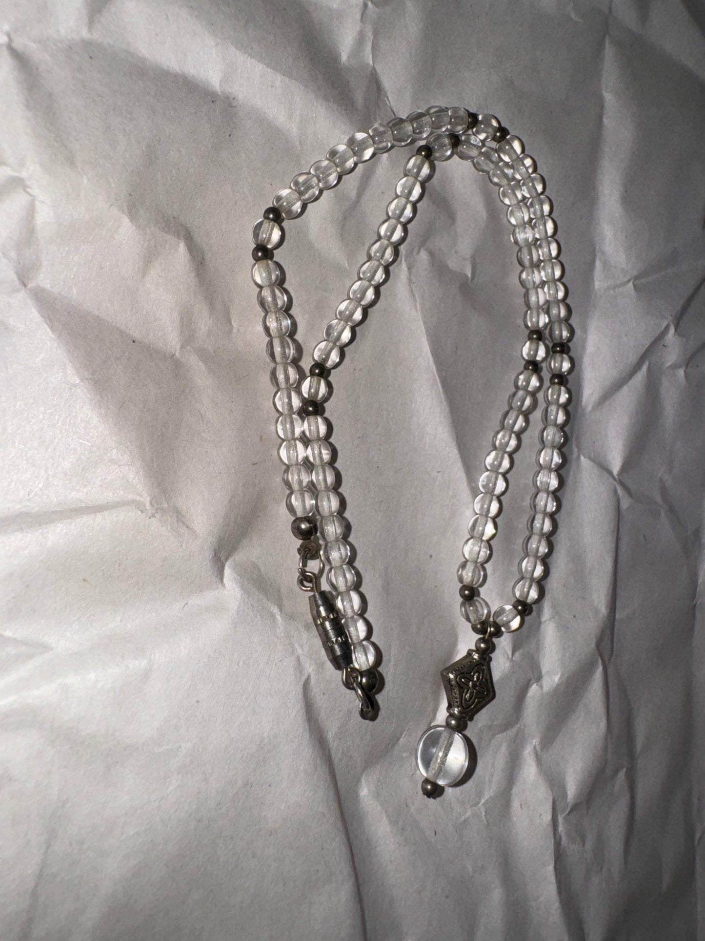 15" Clear and Silver Beaded Necklace