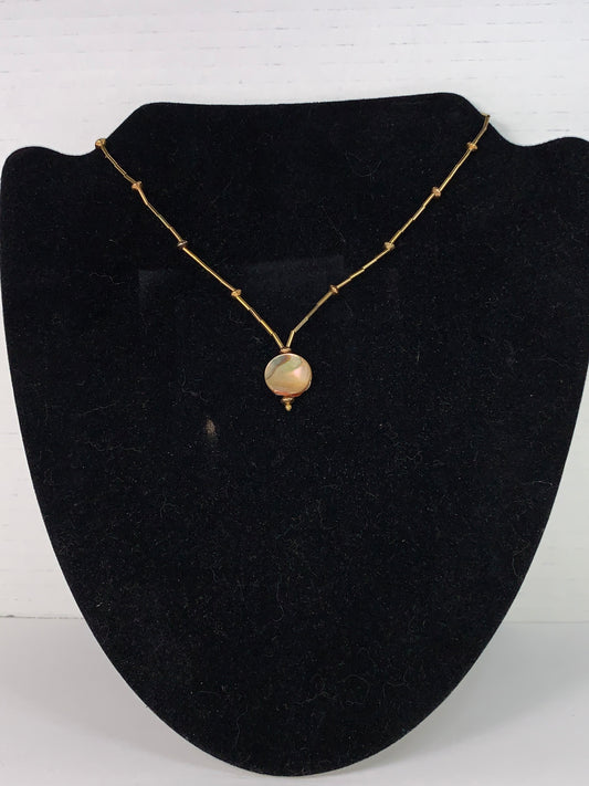 15 " Mother of Pearl Shell and Gold Bead Necklace