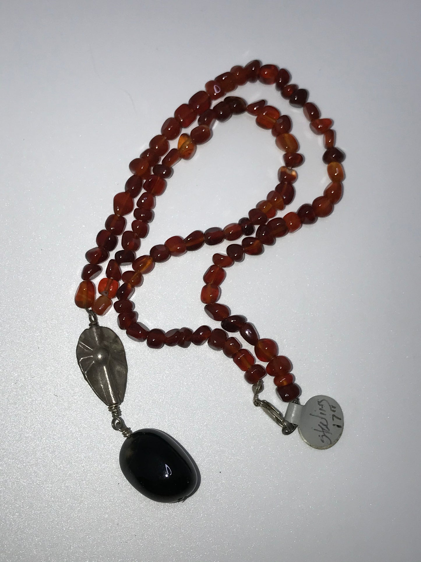 17" Agate And Obsidian Necklace