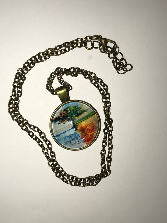 18" 4 Seasons Tree Brass Necklace