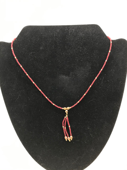 18" Matte Red Seed Bead Necklace