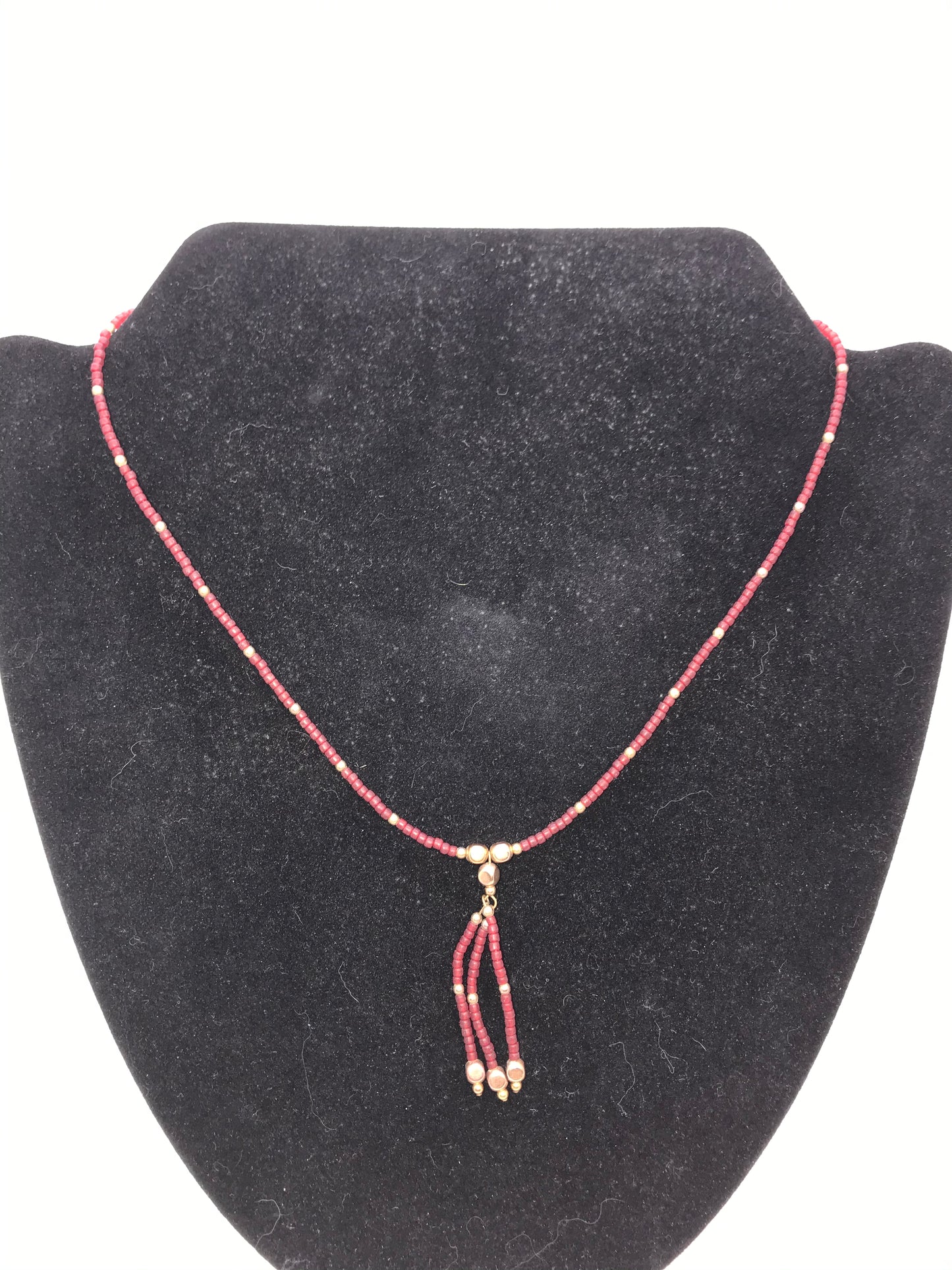 18" Matte Red Seed Bead Necklace