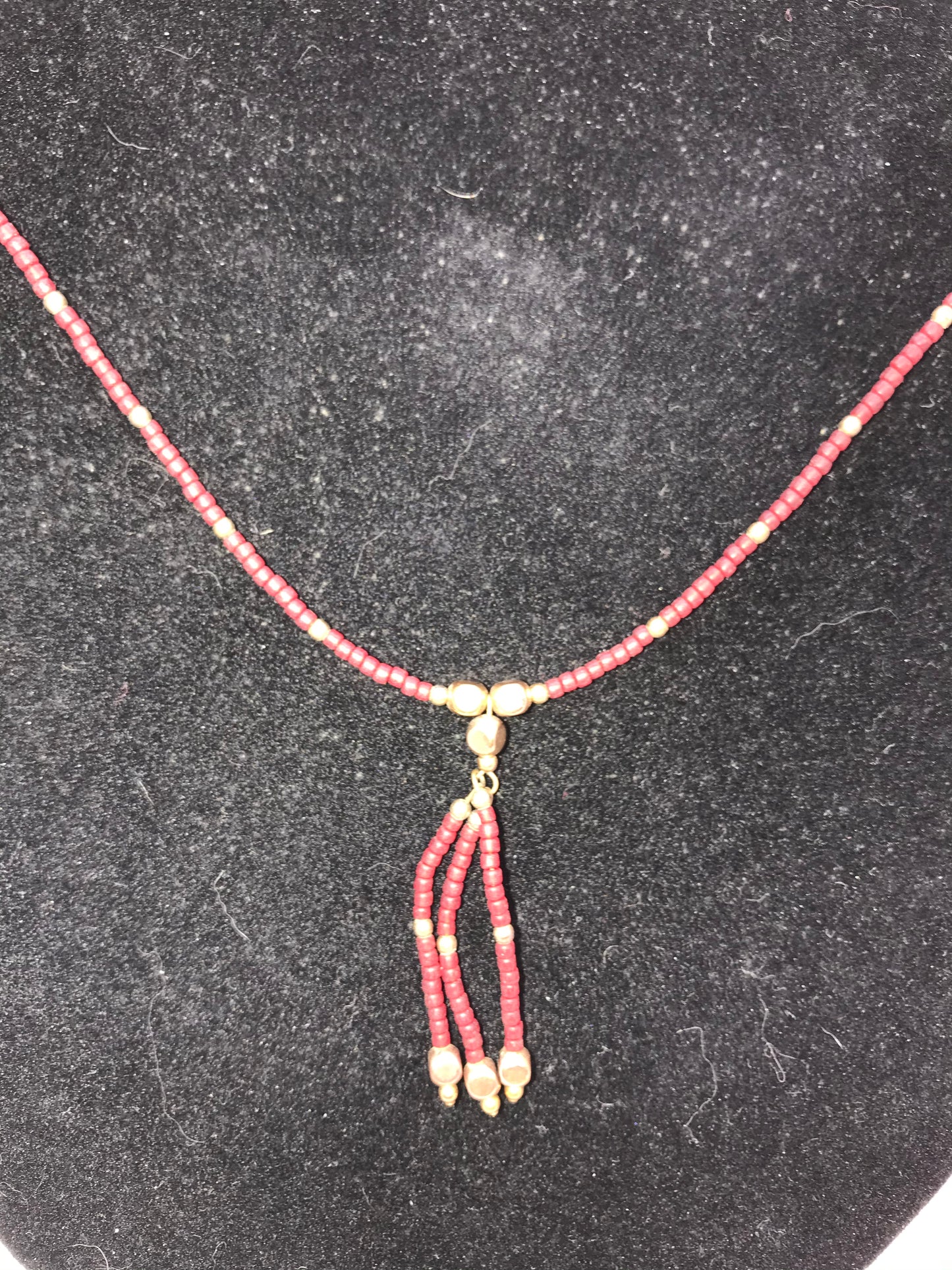 18" Matte Red Seed Bead Necklace