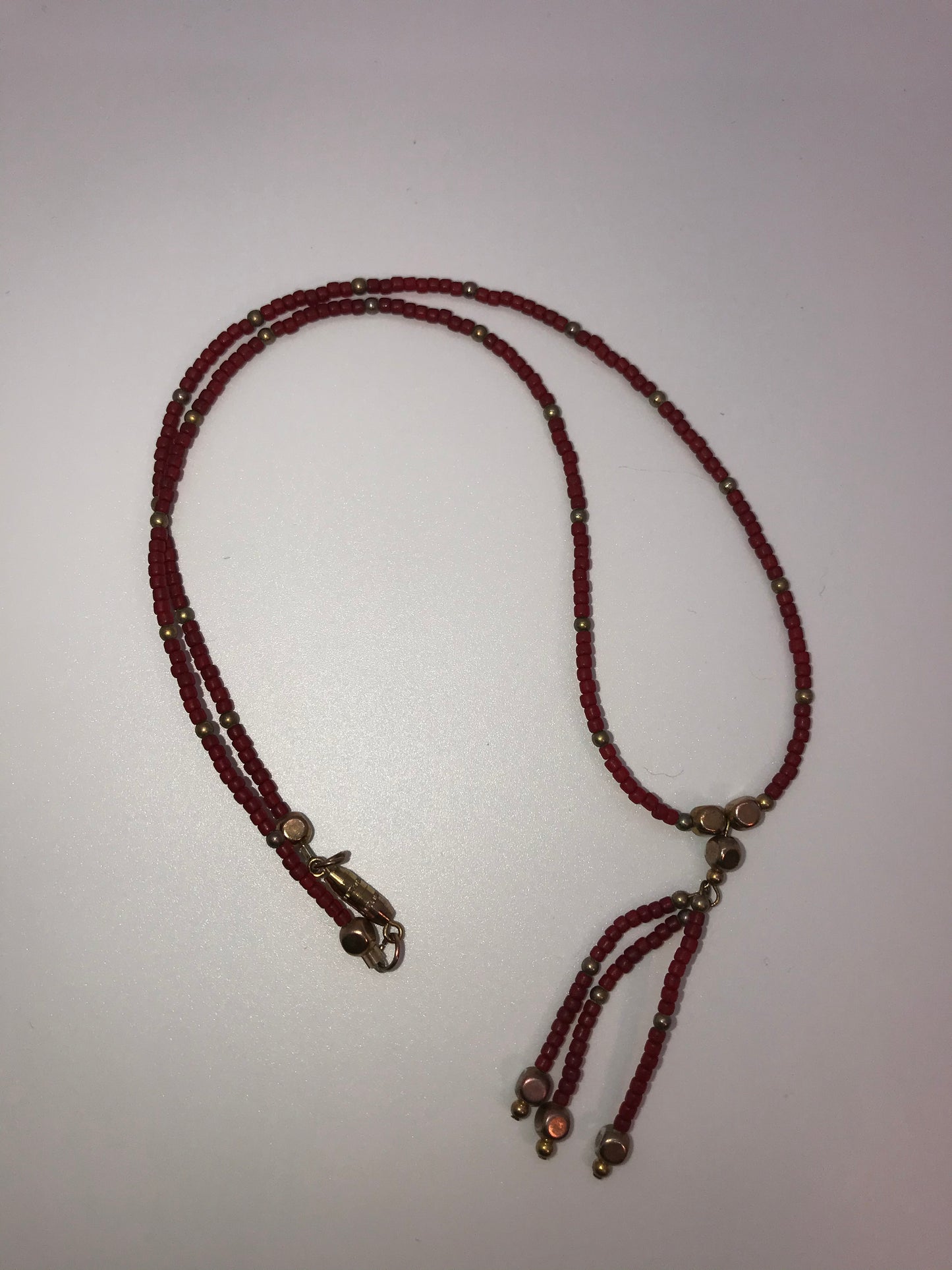 18" Matte Red Seed Bead Necklace