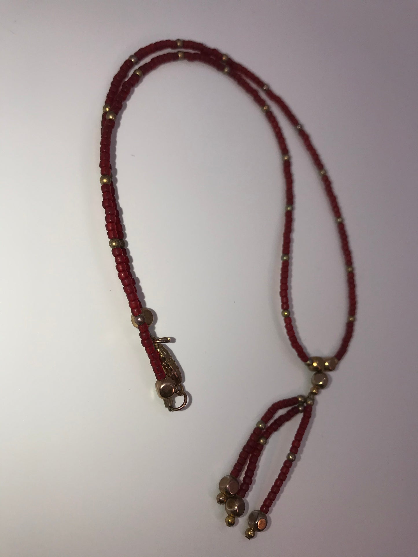 18" Matte Red Seed Bead Necklace