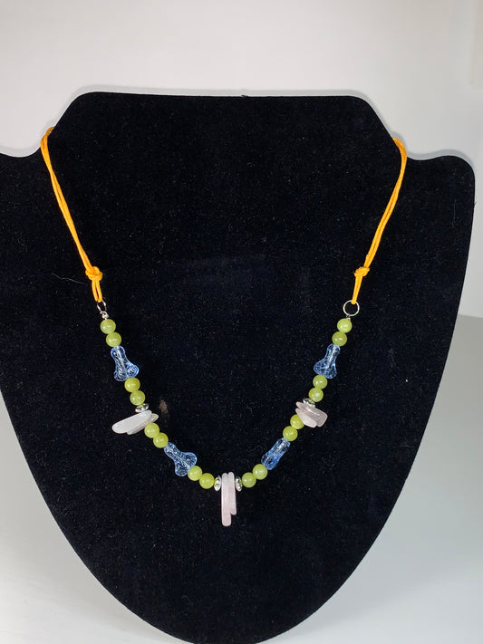 19" Jade and Rose Quartz Beaded Necklace