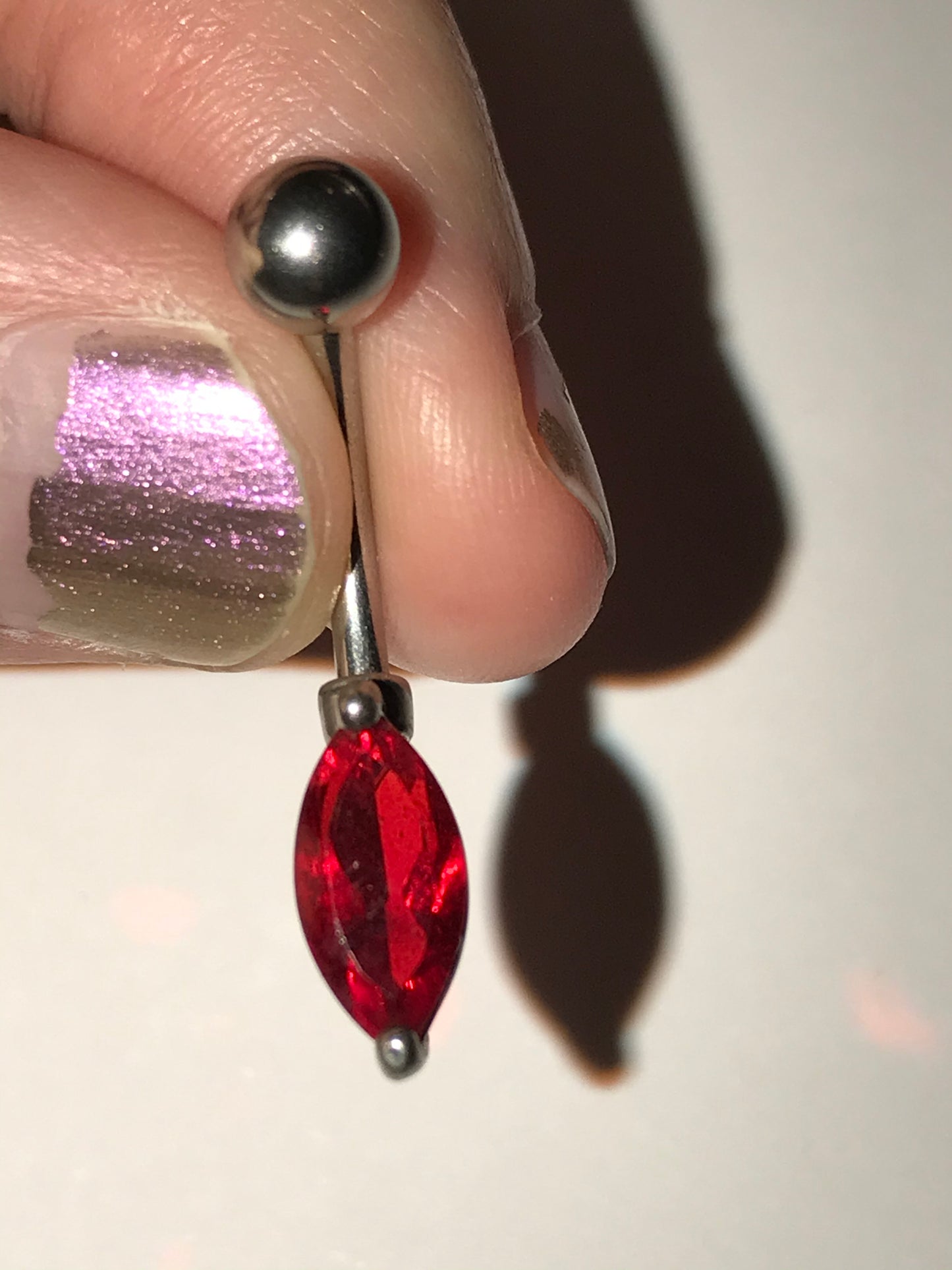 Red Gem Belly Ring