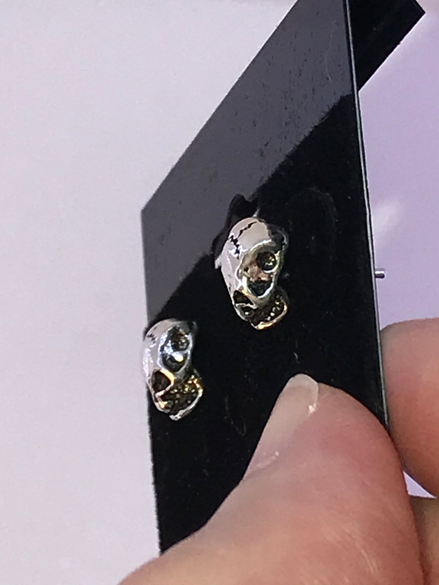 Sterling Silver Skull Post Earrings