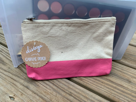 Canvas and Pink Makeup Bag