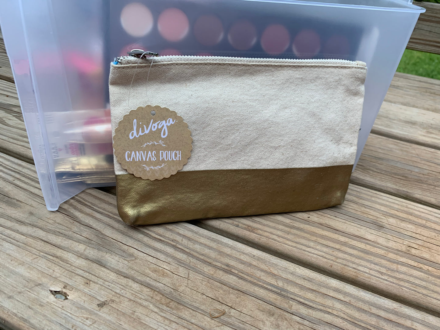 Canvas and Gold Makeup Bag