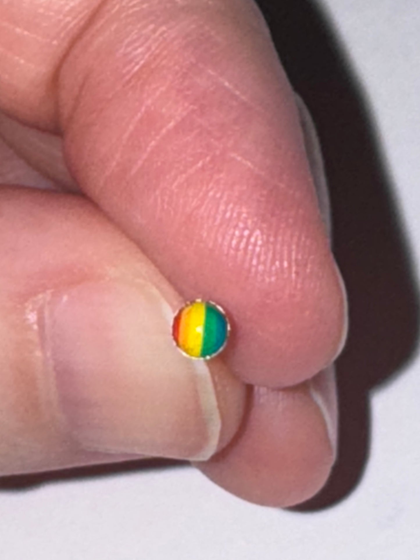 3mm Round Rainbow Design 20 gauge nose rings