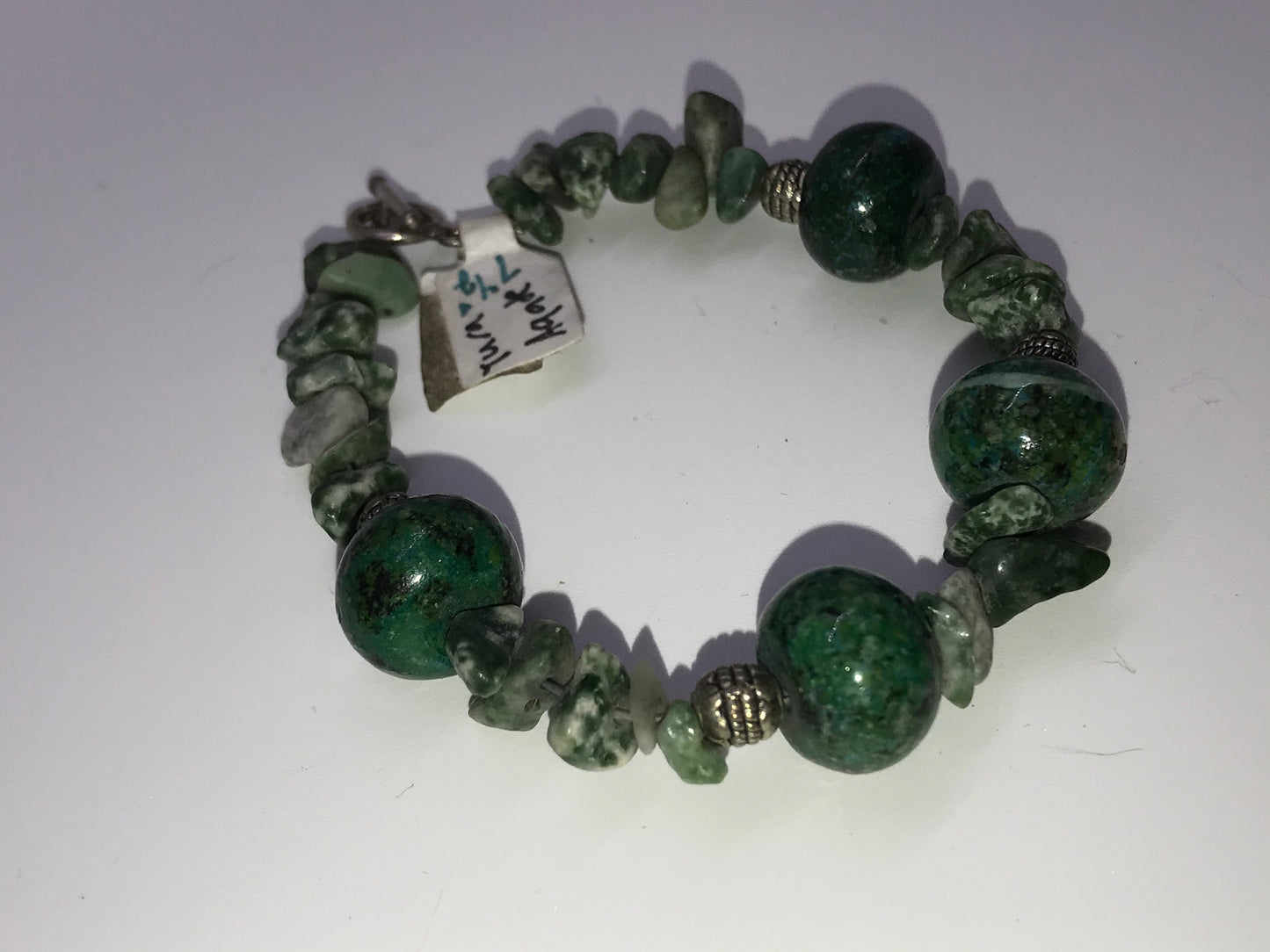 7 1/2" Agate And Chrysocolla Hand Made Bracelet