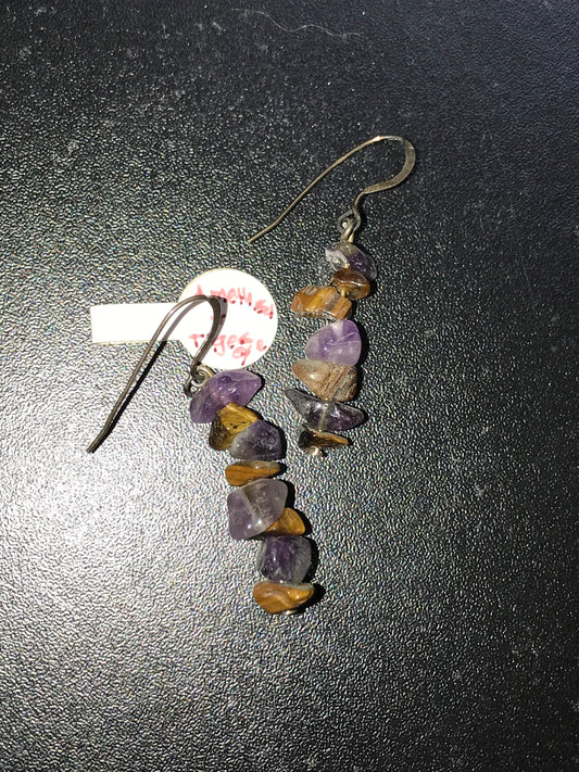 Amethyst And Tigerseye Earrings