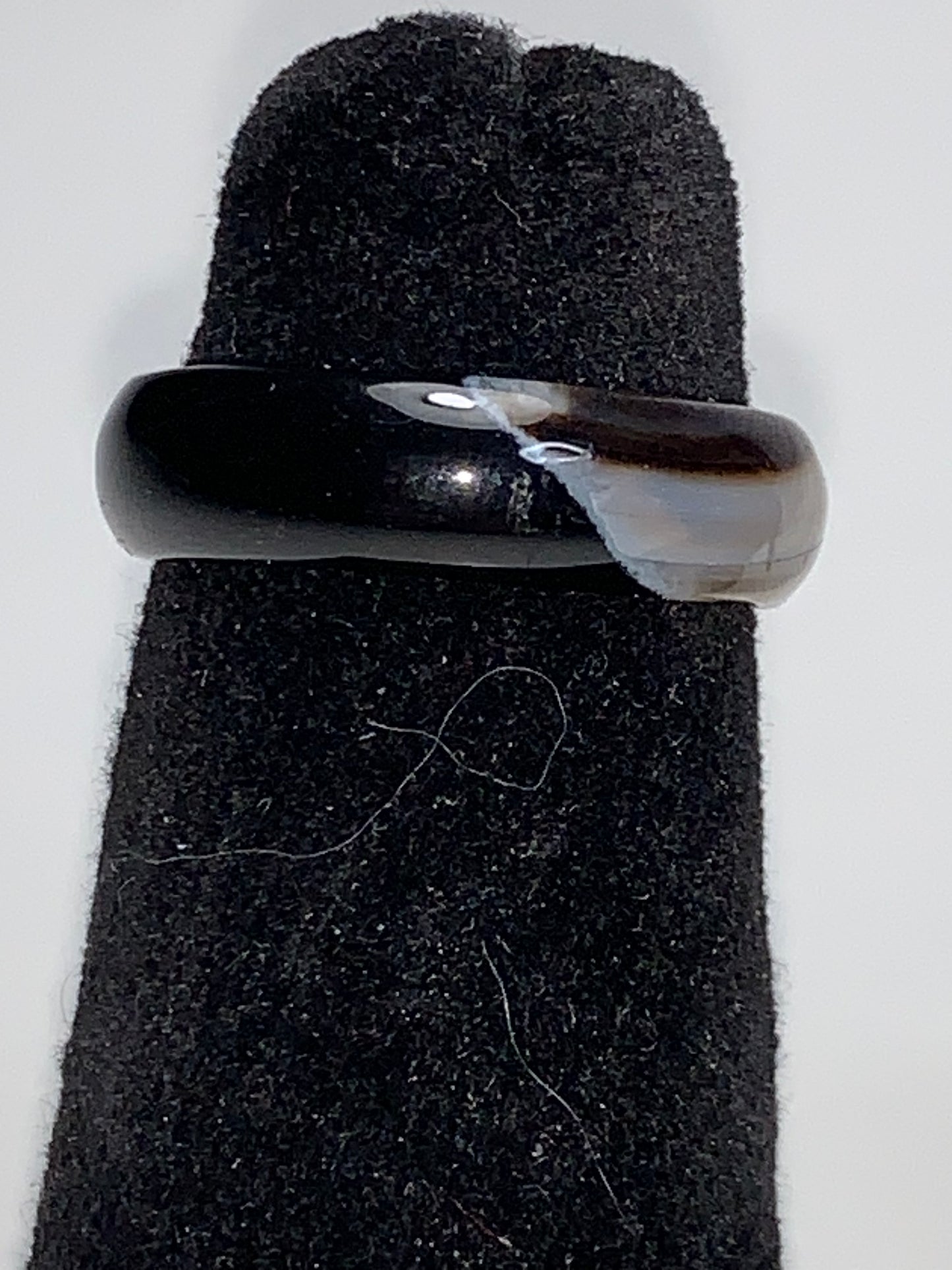 Black Agate Ring, Size 7 1/4