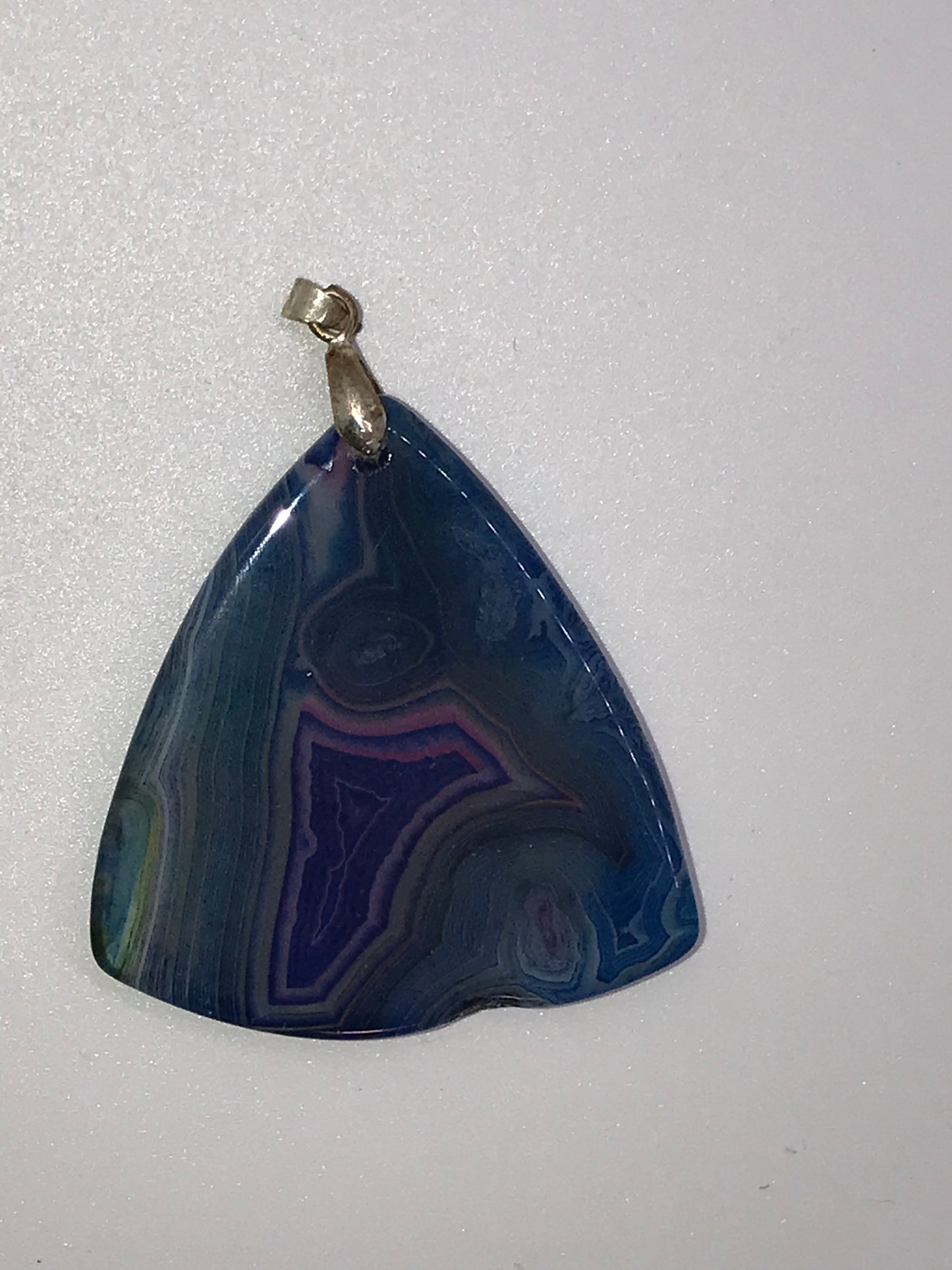 Blue Aqua Onyx Agate Triangle Pendant