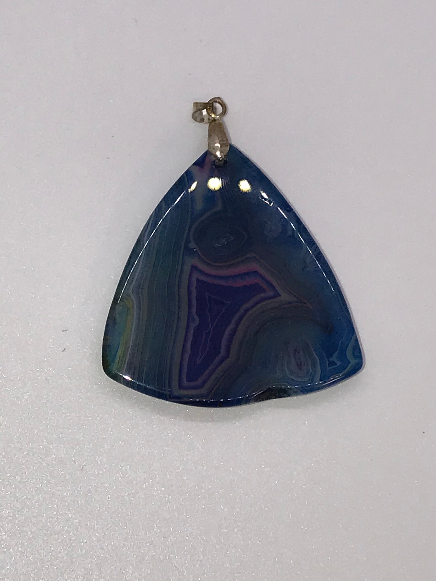 Blue Aqua Onyx Agate Triangle Pendant