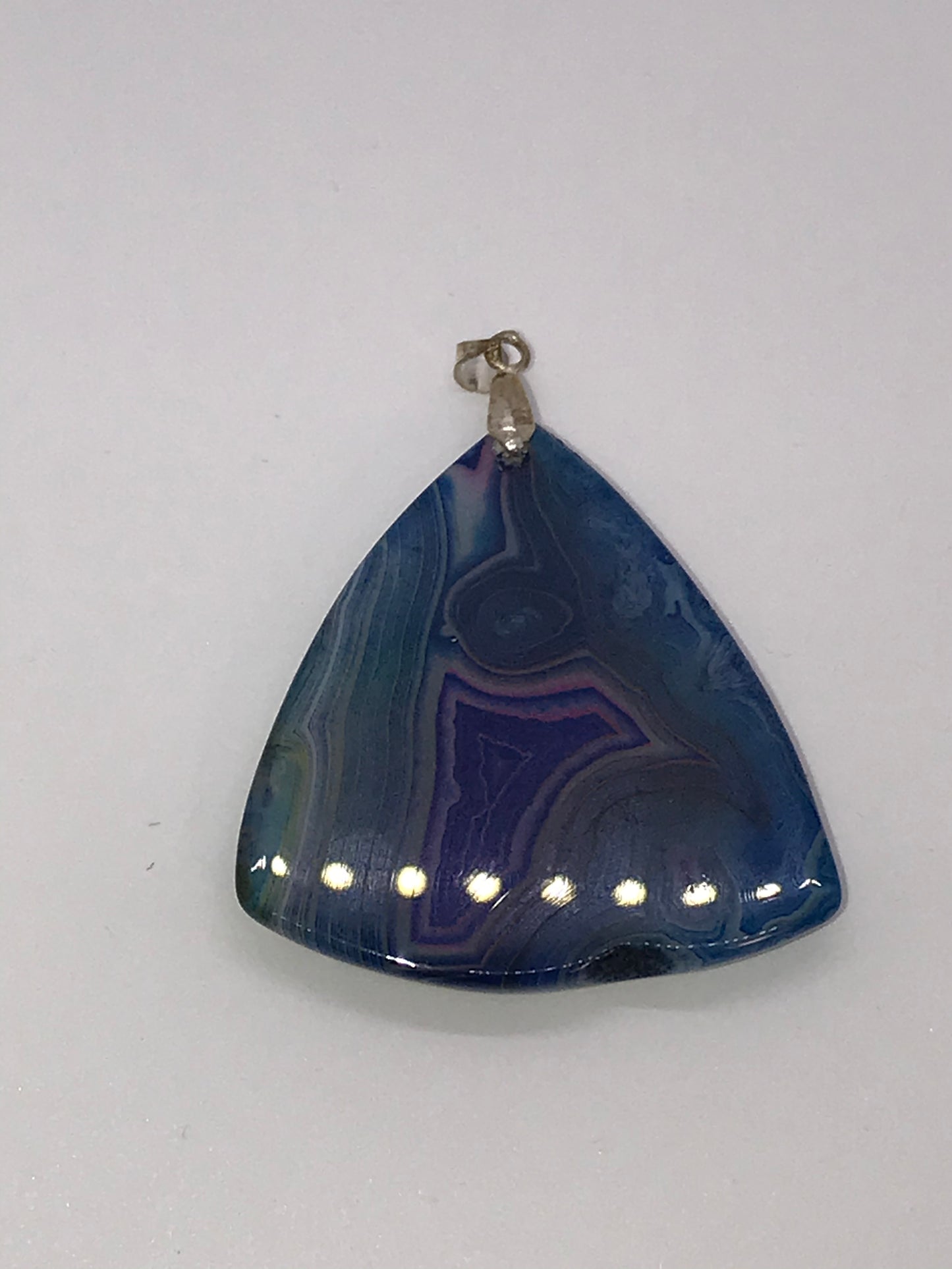 Blue Aqua Onyx Agate Triangle Pendant