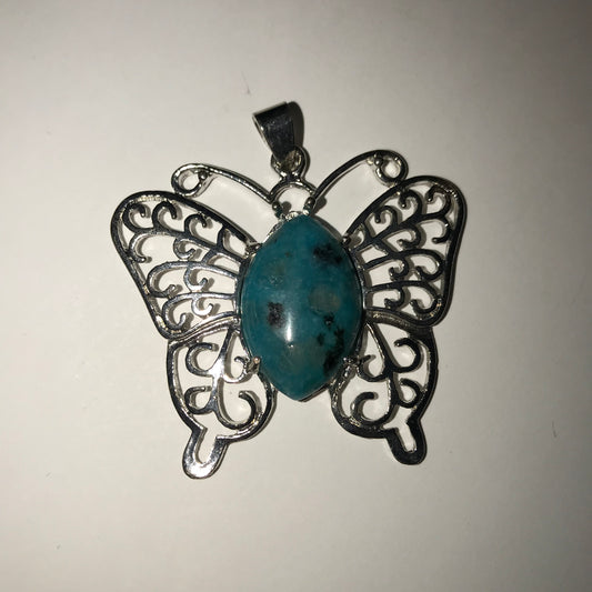 Kiwi Jasper Butterfly Pendant