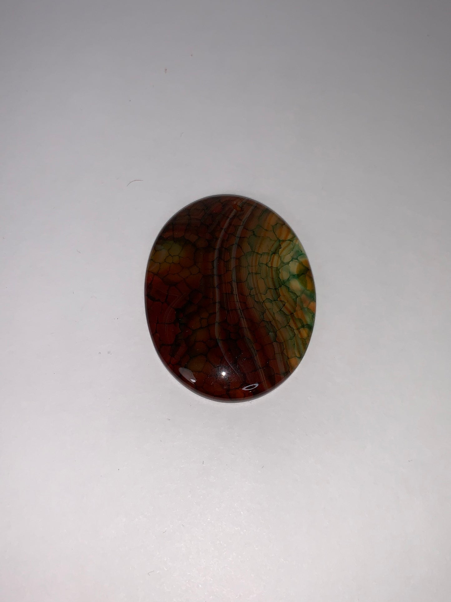 Oval Dragon Veins Agate Orange and Green Focal Pendant