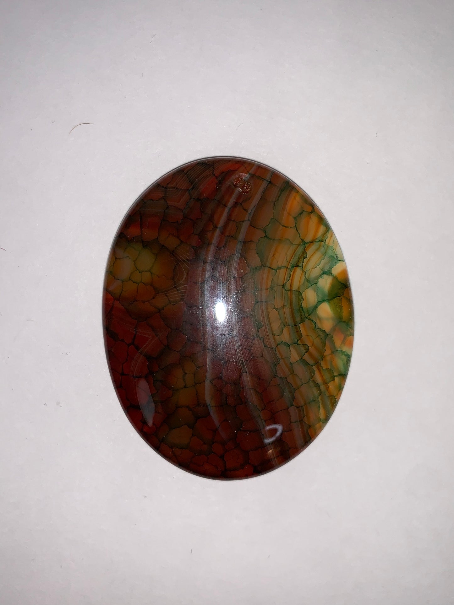 Oval Dragon Veins Agate Orange and Green Focal Pendant