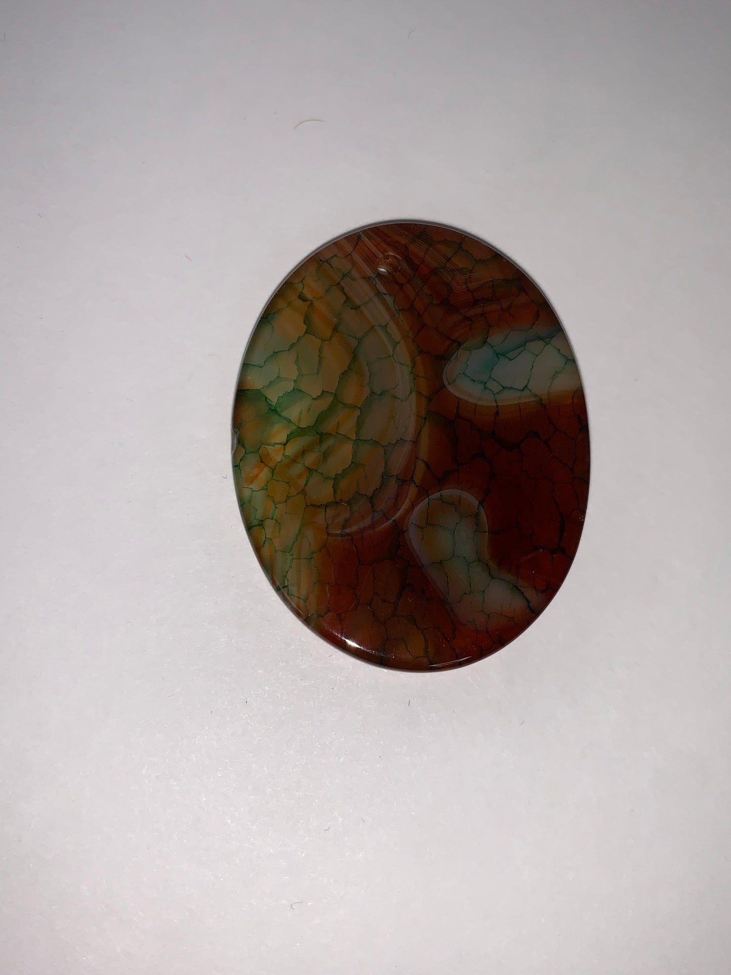 Oval Dragon Veins Agate Orange and Green Focal Pendant