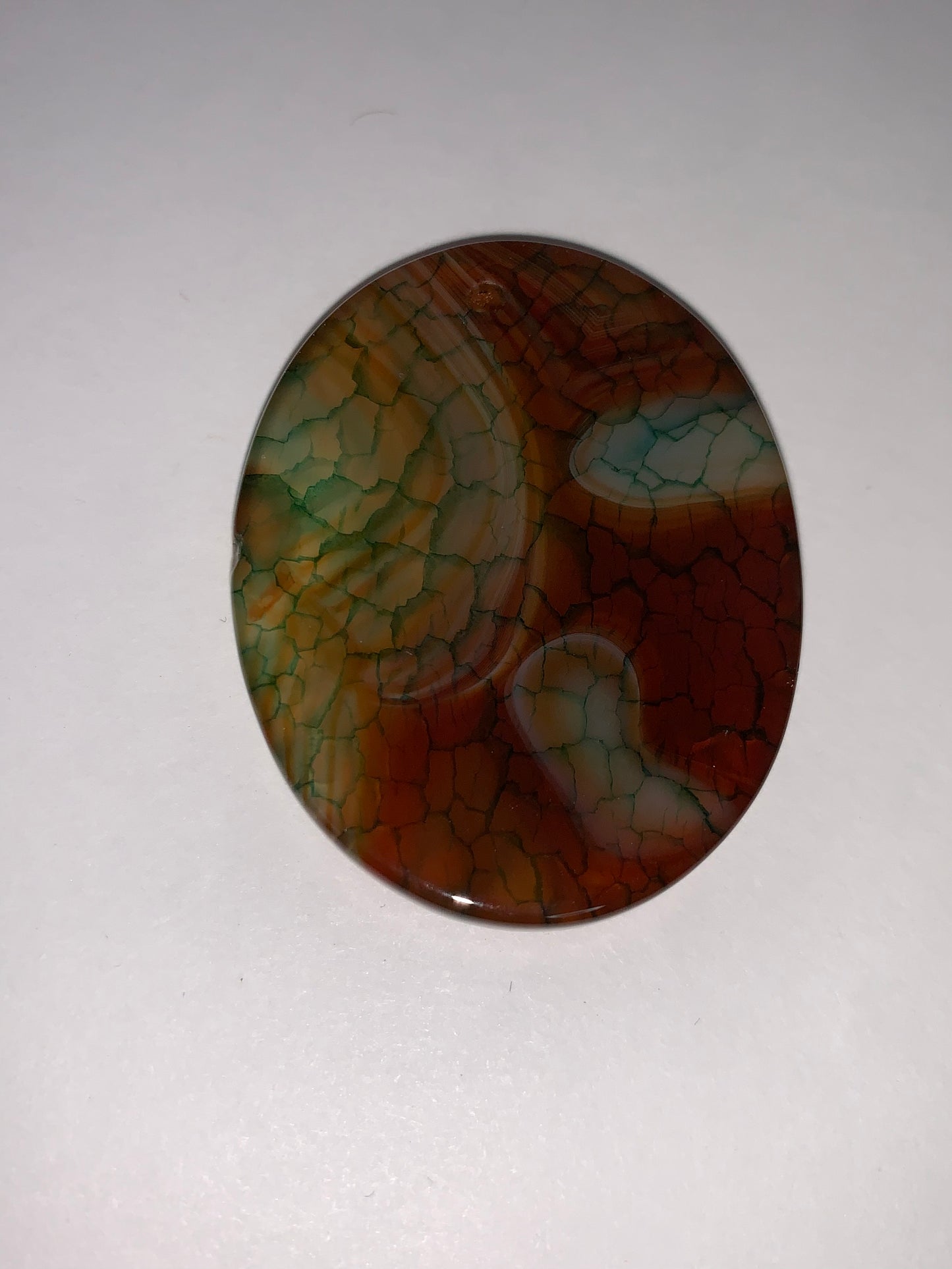 Oval Dragon Veins Agate Orange and Green Focal Pendant