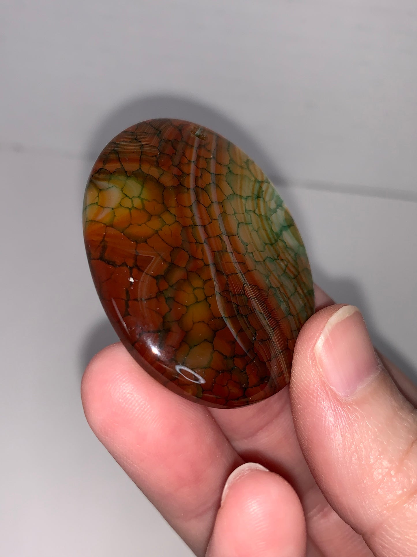 Oval Dragon Veins Agate Orange and Green Focal Pendant