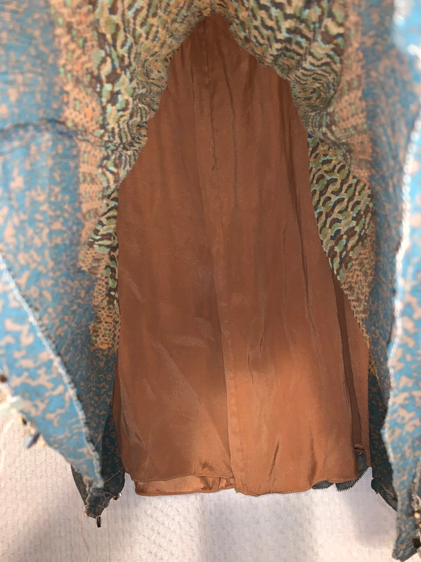 Elie Tahari Midi Boho Green and Brown Skirt