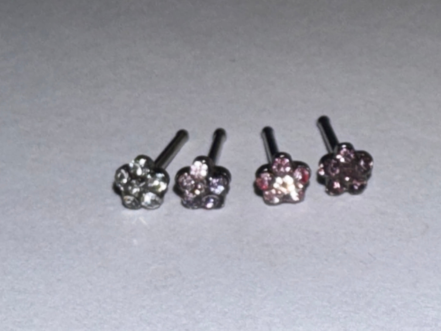 20 Gauge Flower Rhinestone Nose Ring