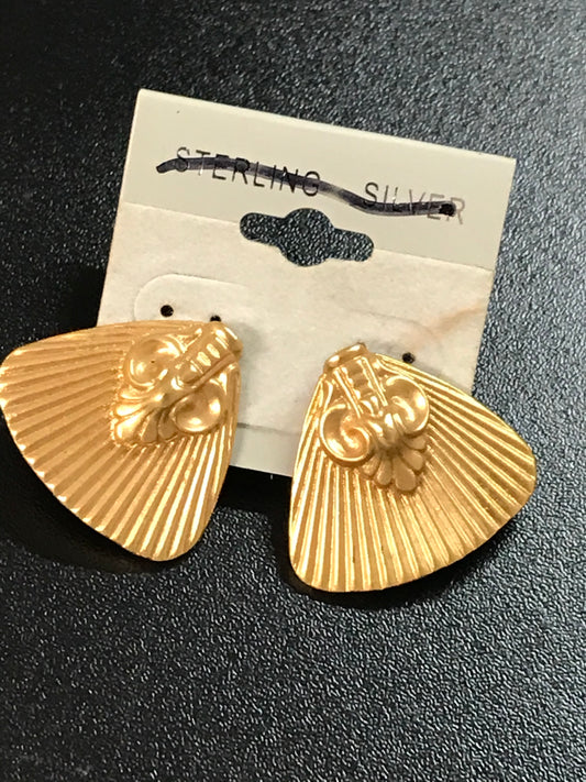 Gold Tone Vintage Triangular Post Earrings