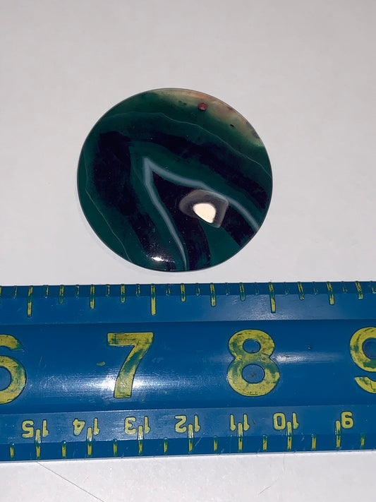 Green and Purple Striped Onyx Agate Circular Focal Drop