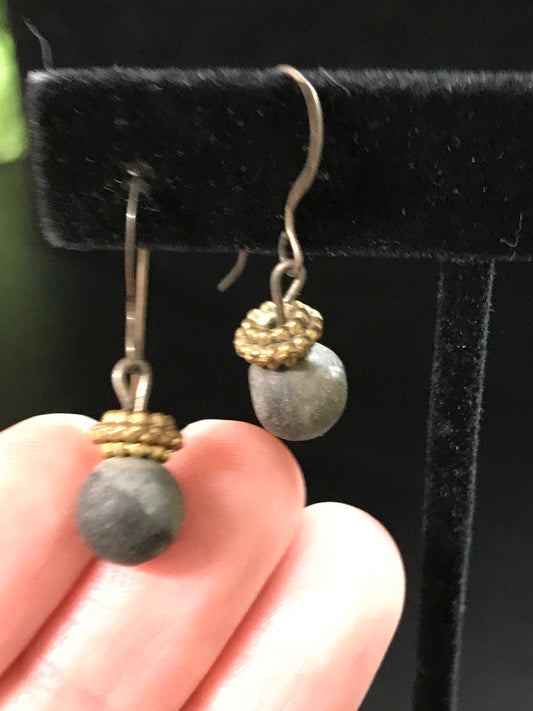 Grey line Marble Dangle Earrings