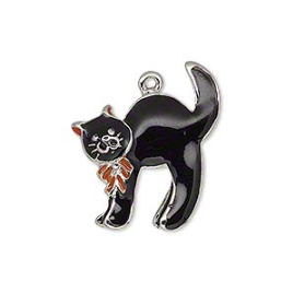 Halloween Cat Enamel Pendant