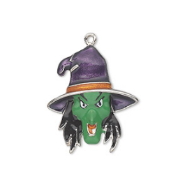 Enamel Halloween Witch Pendant