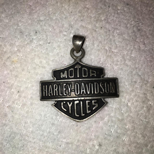 Large Sterling Silver Harley Davidson Shield Pendant