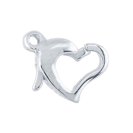 Sterling Silver Open Heart Lobster Clasp with Closed Ring