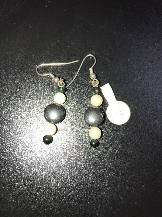 Hematite And Jade Earrings