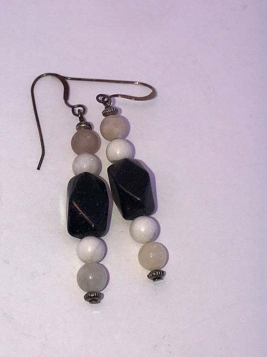 Jasper and Blue Goldstone Earrings