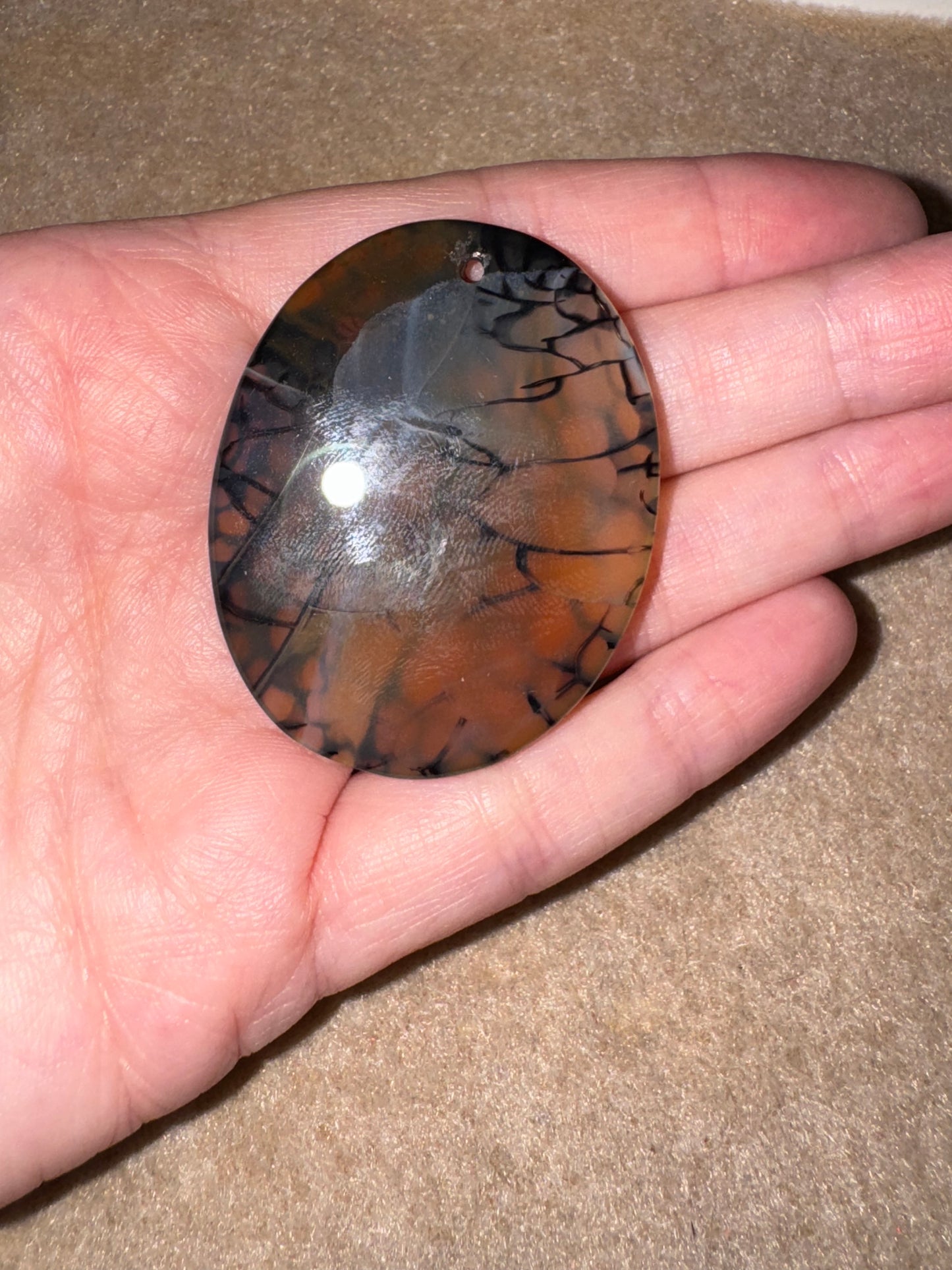 Oval Dragon Veins Agate Focal Pendant