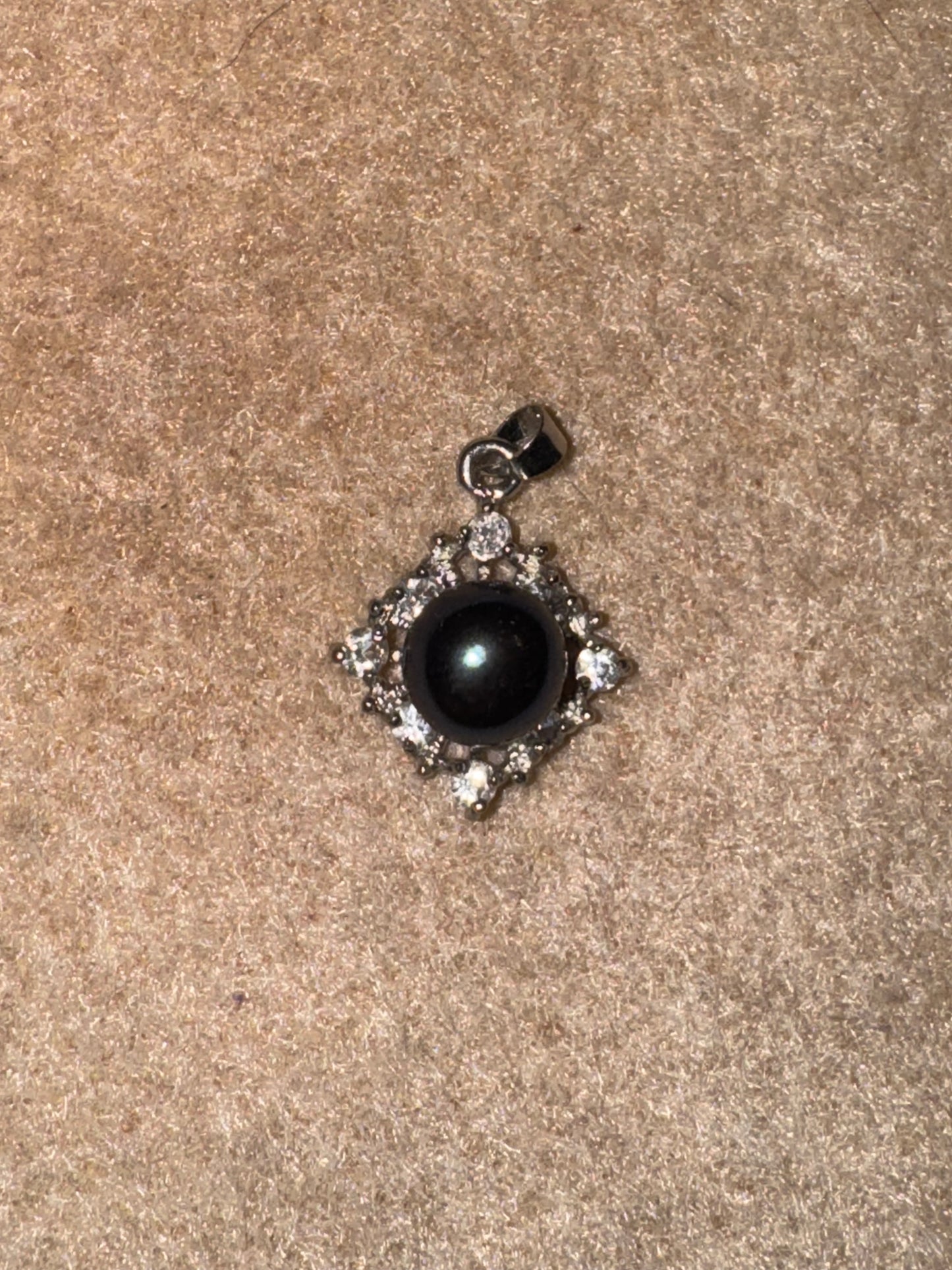 7/8" Blue Pearl and Cz Diamond Pendant