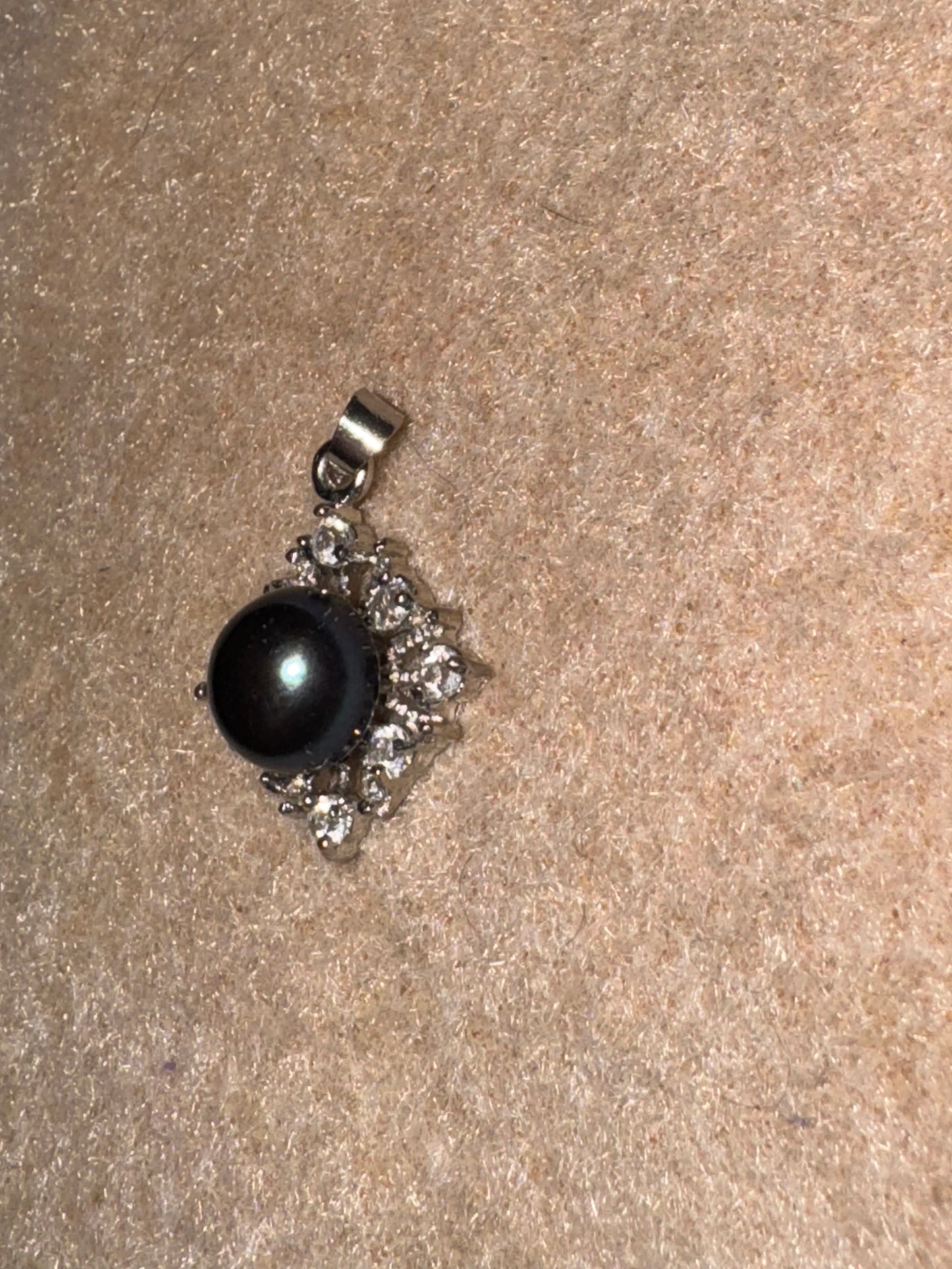 7/8" Blue Pearl and Cz Diamond Pendant