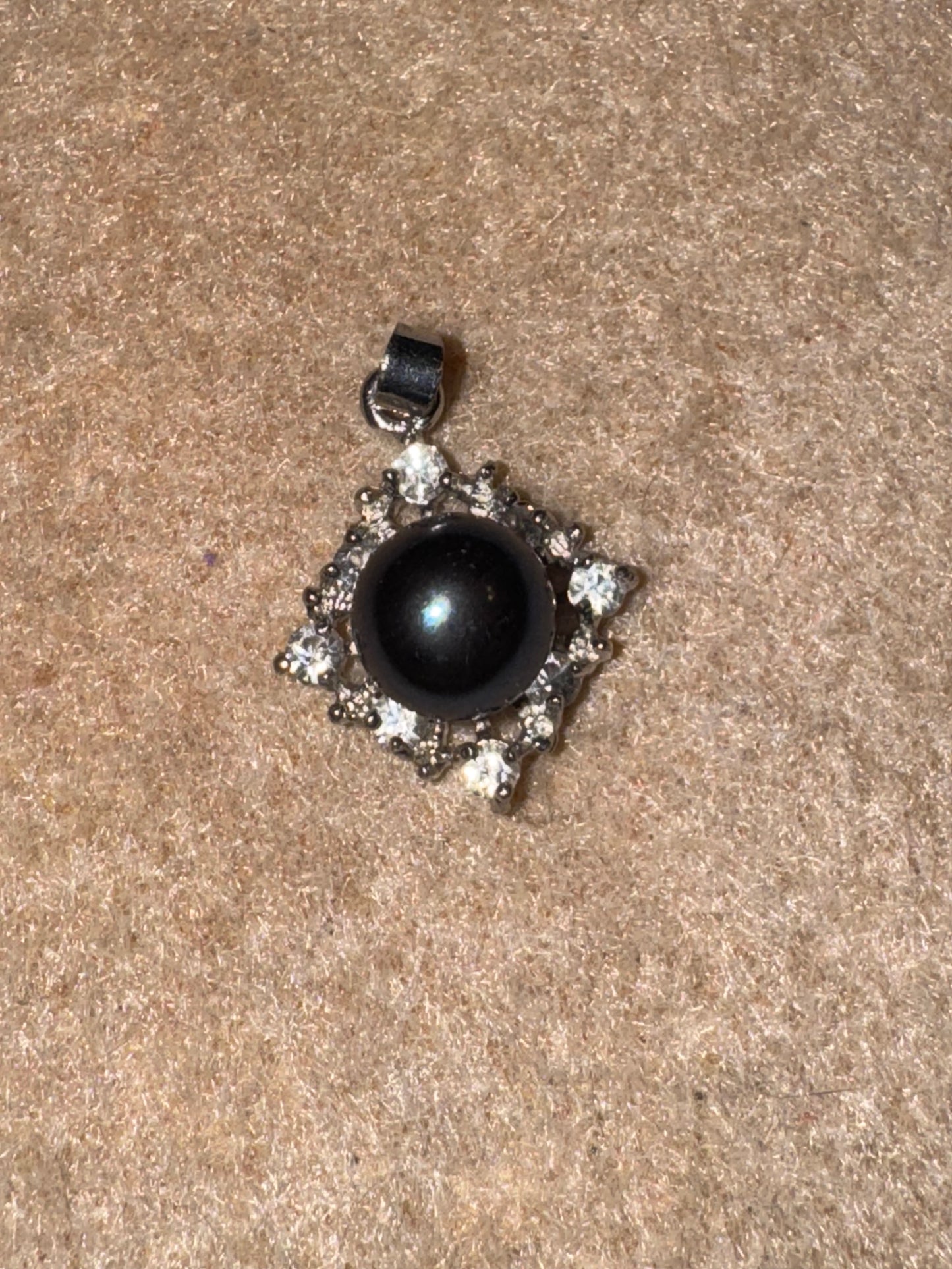 7/8" Blue Pearl and Cz Diamond Pendant