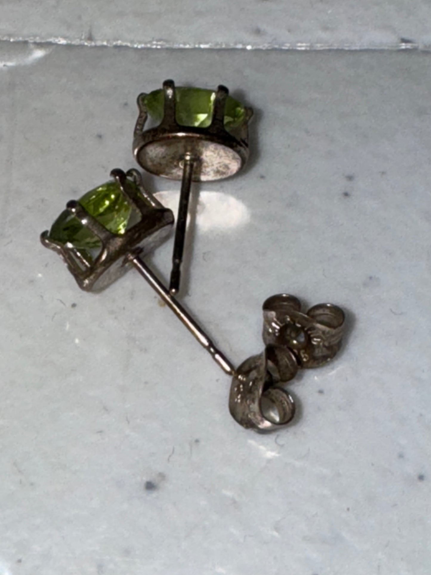 Sterling Silver Peridot Post Earrings