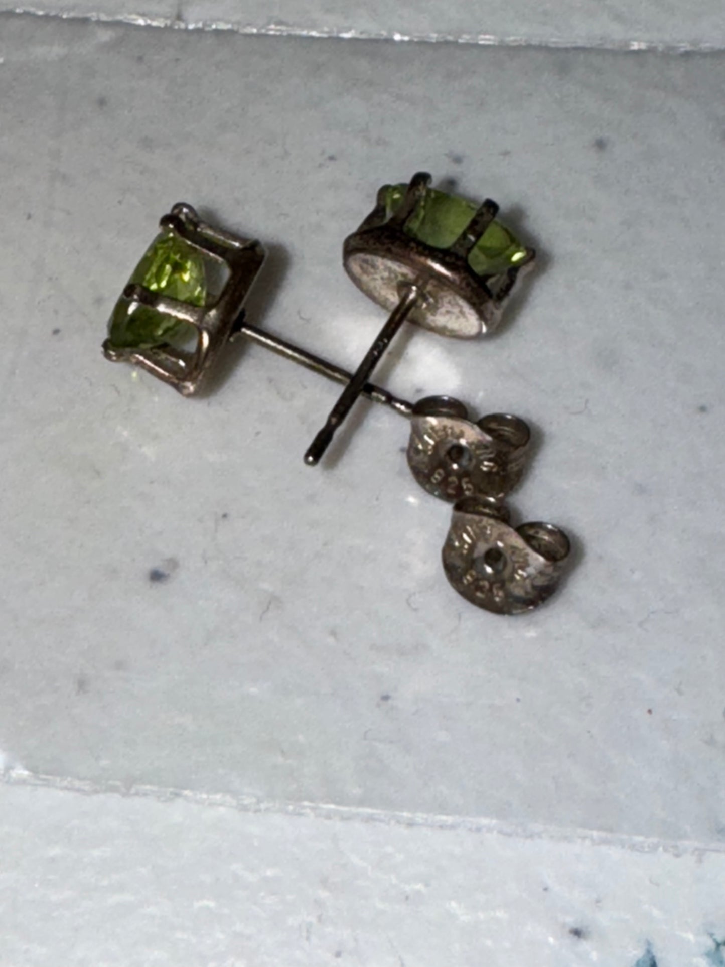 Sterling Silver Peridot Post Earrings