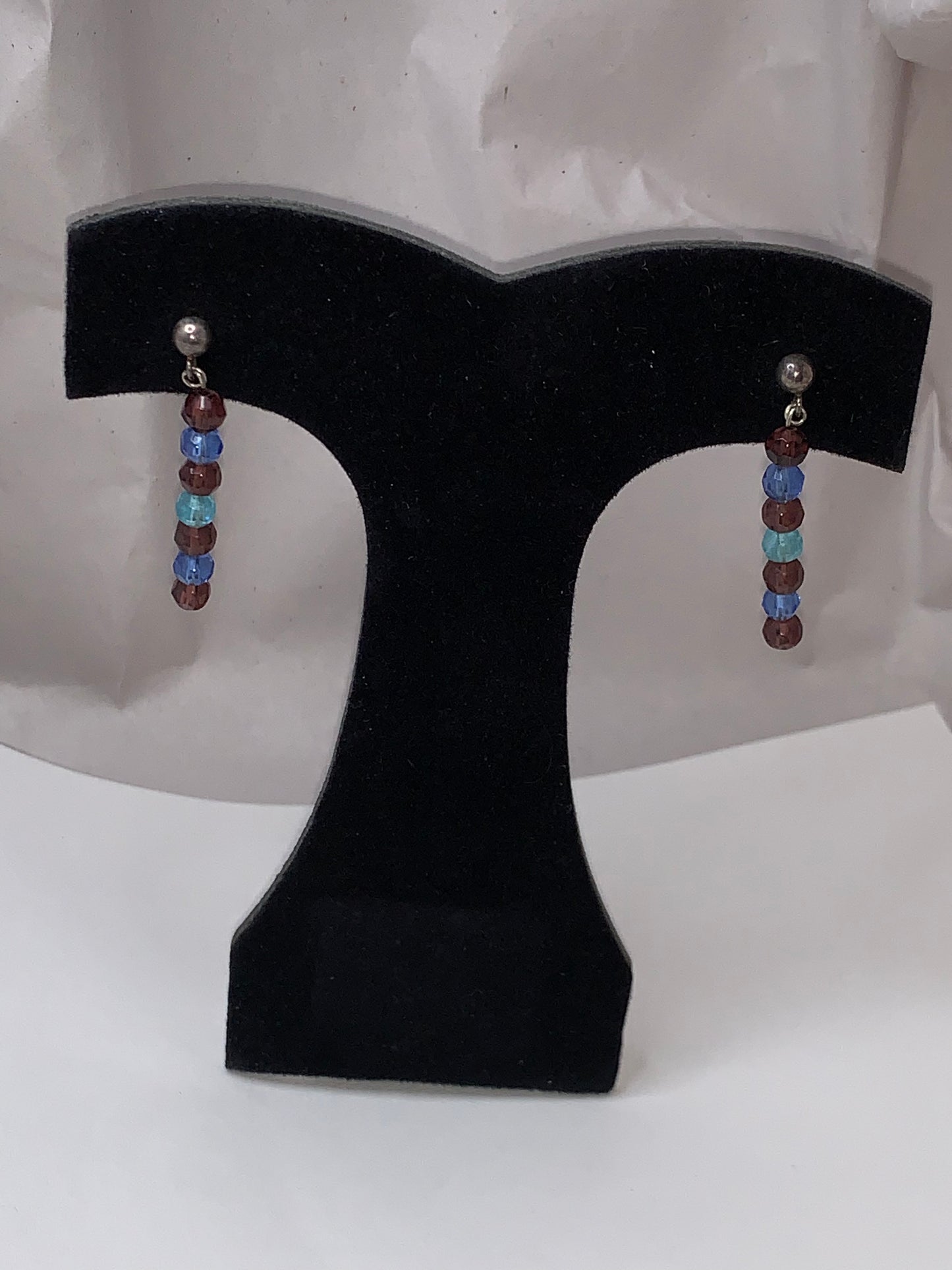 Purple and Blue Czech Glass Post Earrings